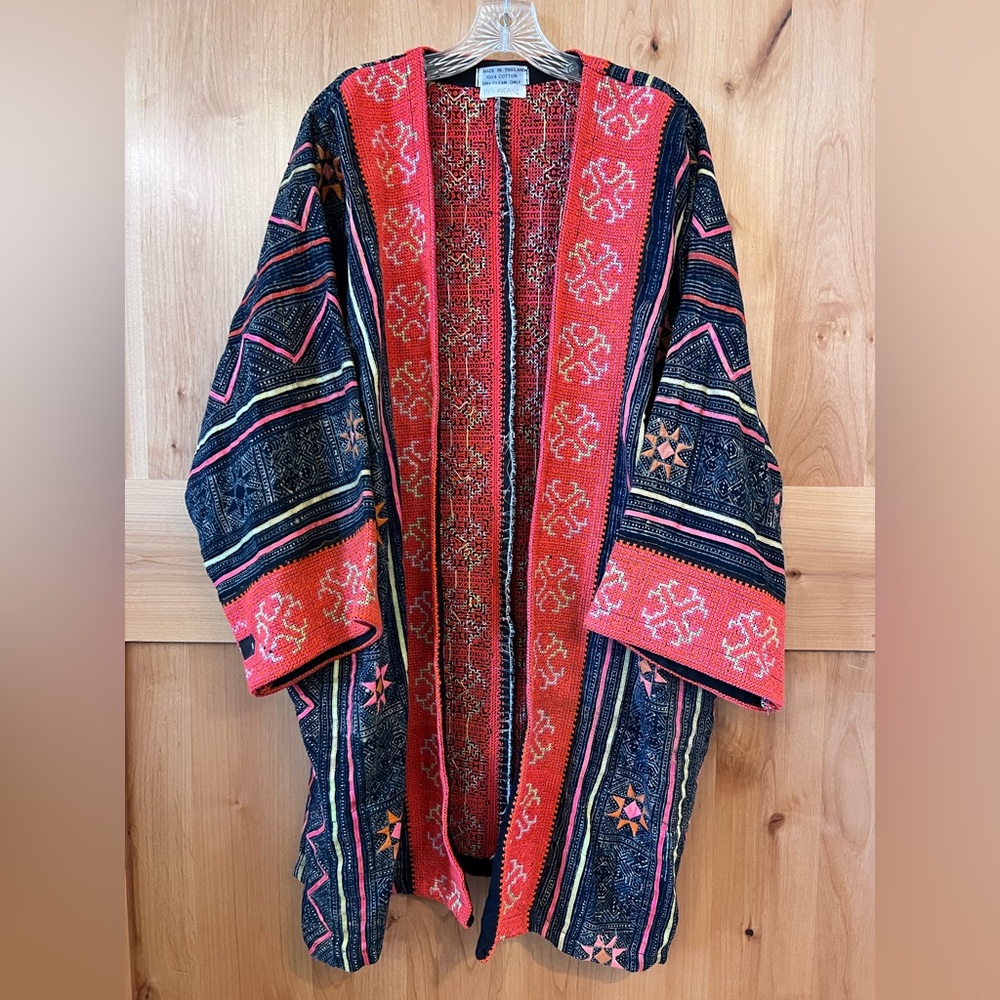 Handmade Thailand Kimono Style Open Front Cardigan Duster One Size